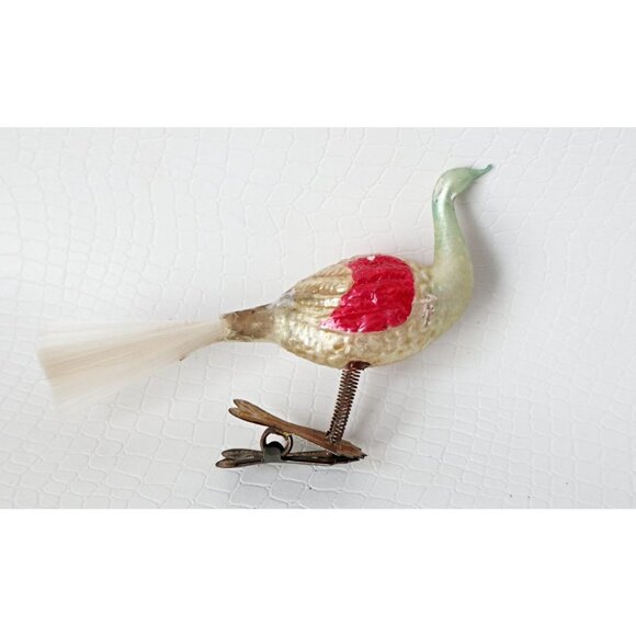 Antique Mercury Glass Bird Clip On Long Neck Bird Ornament  Christmas Ornament - Picture 3 of 5